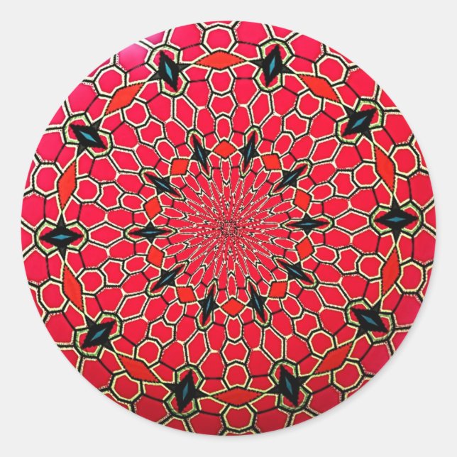 Adesivo Redondo Disco de Mandala Mosaico Italiano Rosa (Frente)