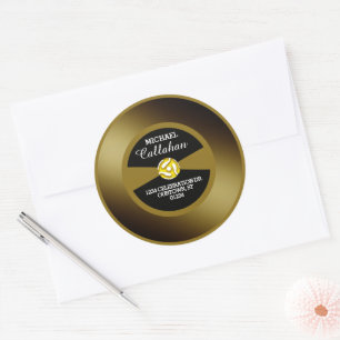 Adesivo Redondo Disco de Vinil 45 Gravação de Ouro Endereço Pessoa
