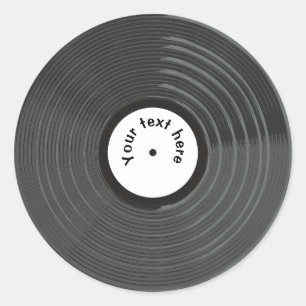 Adesivo Redondo Disco de Vinil Personalizado Retro 