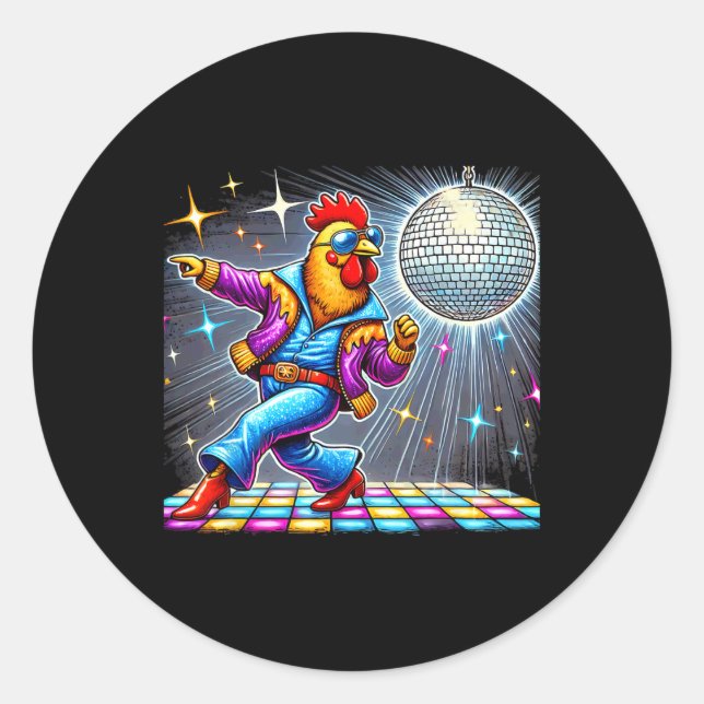 Adesivo Redondo Disco estético de dança de frango (Frente)