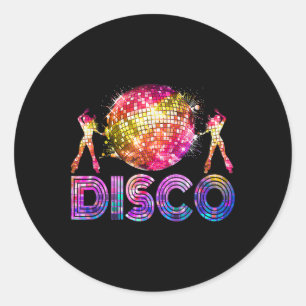 Adesivo Redondo Disco Funny 70s Vintage Retro Tema Dançando Rainha
