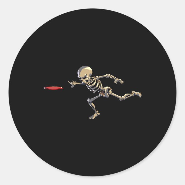Adesivo Redondo Disco Golfing Skeleton Halloween Men Disco Golf Ha (Frente)