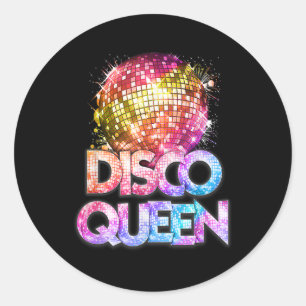 Adesivo Redondo Disco Queen - Anos setenta Vintage da Disco Themed
