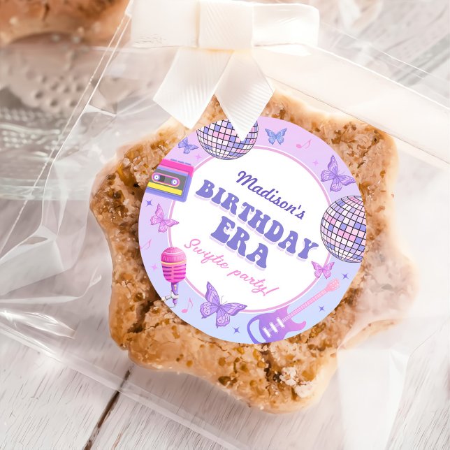 Adesivo Redondo Disco Roxo No Meu Aniversário (Criador carregado)