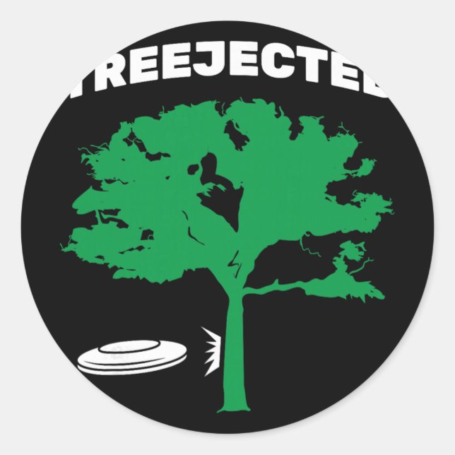 Adesivo Redondo Disco Voador de Disc Golf Treejected  (Frente)