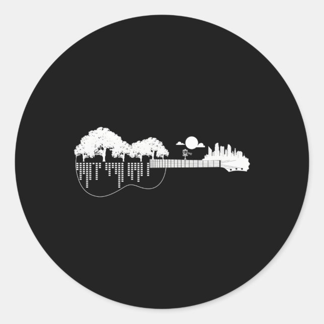 Adesivo Redondo Disco voador de Golf Disco Golf Guitarra
