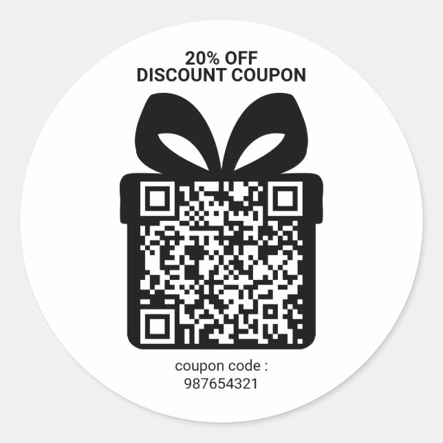 Adesivo Redondo Discount Coupon QR Code Ads Marketing (Frente)