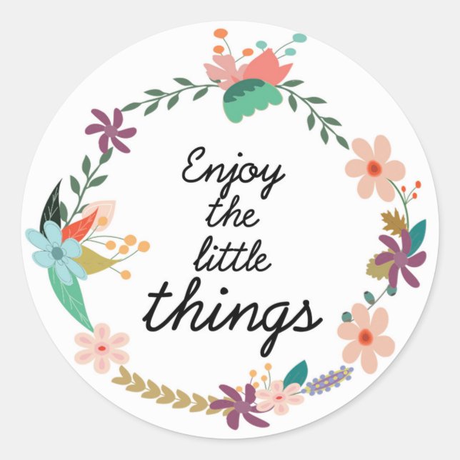 Adesivo Redondo disfruta las pequeñas cosas (Frente)