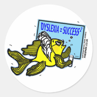Adesivo Redondo Dislexia Professor Peixe ~ Êxito disléxico