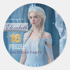 Adesivo Redondo Disney's Frozen Elsa Birthday personalize name