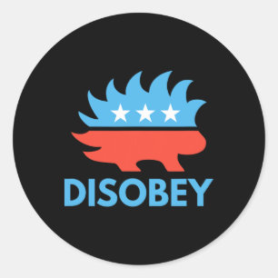Adesivo Redondo Disobey Libertarian Porcupine Resiste Tyranny Gift
