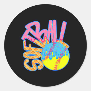 Adesivo Redondo Dissipador De Softball Para Rapazes Sorvete Jovens