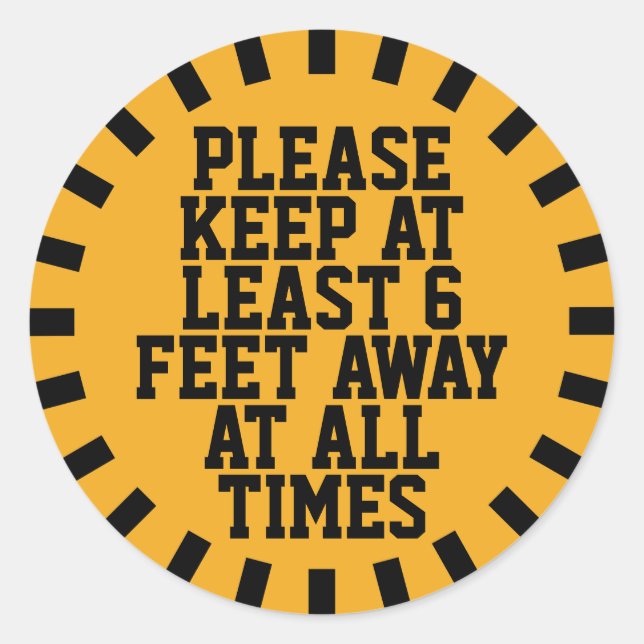 Adesivo Redondo Distância social de 6 pés (Frente)