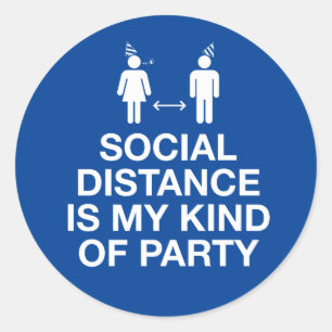 Adesivo Redondo Distância social é o meu tipo de partido