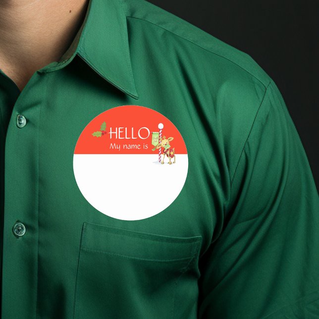 Adesivo Redondo Distintivo de Nome de Boas Festas de Natal Badge d (Criador carregado)