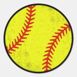 Adesivo Redondo Distressed Vintage Softball Graphic Design