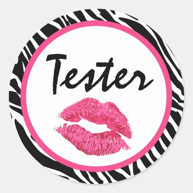 Adesivo Redondo Distribuidor de Lipstick Tester Zebra Kiss (Frente)