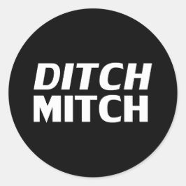 Adesivo Redondo Ditch Mitch preto branco, tipografia moderna engra