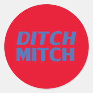 Adesivo Redondo Ditch Mitch vermelho azul moderna tipografia engra