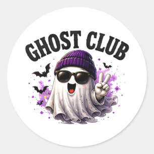 Adesivo Redondo 🎃 Dito de Halloween de Fantasma Fofo 👻