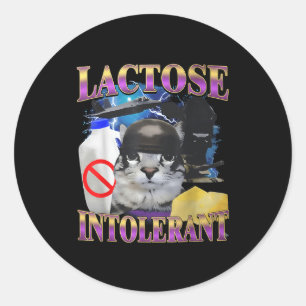 Adesivo Redondo Dito engraçado Gato bobo intolerante à lactose Mem