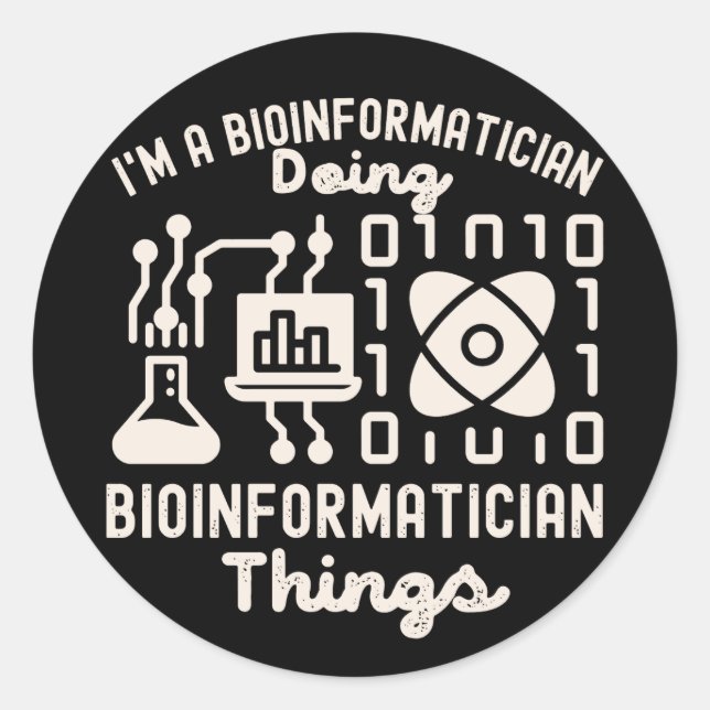 Adesivo Redondo Ditos de Bioinformática, Phd em Bioinformática4 (Frente)