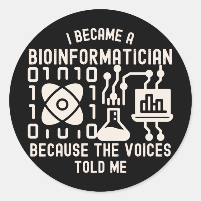 Adesivo Redondo Ditos de Bioinformática, Phd em Bioinformática8 (Frente)