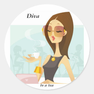 Adesivo Redondo Diva Cafe Stickers