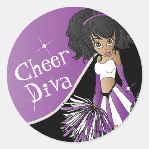 Adesivo Redondo Diva Cheerleader em roxo