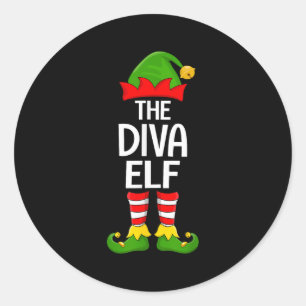 Adesivo Redondo Diva Elf Matching Family Elf Squad Girls