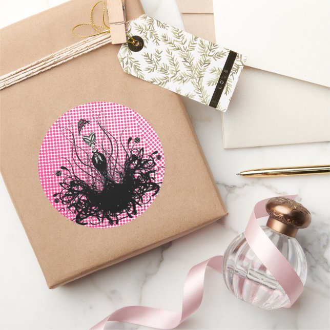 Adesivo Redondo Diva Fashion Sticker - Framboesa Quente Rosa (Presentear)