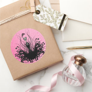 Adesivo Redondo Diva Fashion Sticker - Framboesa Quente Rosa