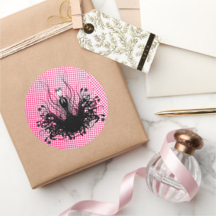 Adesivo Redondo Diva Fashion Sticker - Framboesa Quente Rosa