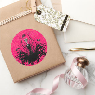 Adesivo Redondo Diva Fashion Sticker - Framboesa Quente Rosa