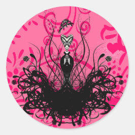 Adesivo Redondo Diva Fashion Sticker - Framboesa Quente Rosa