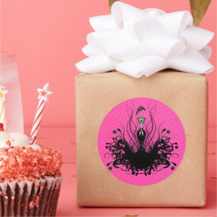 Adesivo Redondo Diva Fashion Sticker - Framboesa Quente Rosa