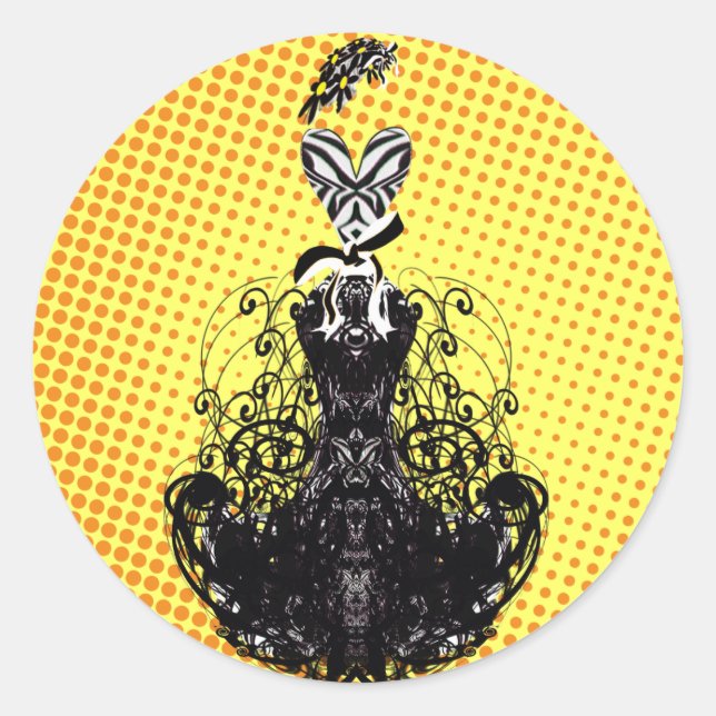 Adesivo Redondo Diva Fashion Sticker - Laranja (Frente)