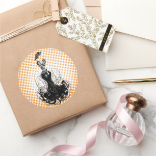 Adesivo Redondo Diva Fashion Sticker Orange Retro Pontos