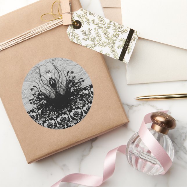 Adesivo Redondo Diva Fashion Sticker - Preto e Cinza (Presentear)