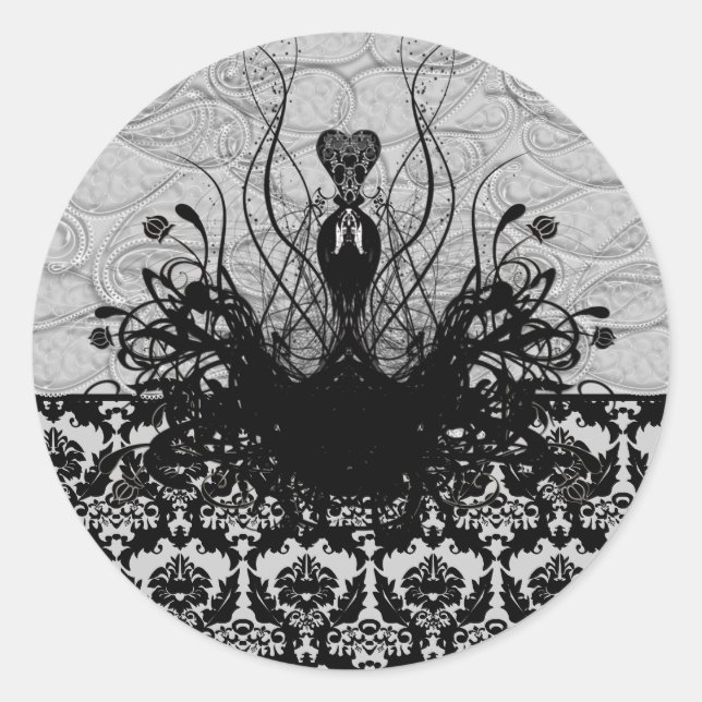 Adesivo Redondo Diva Fashion Sticker - Preto e Cinza (Frente)