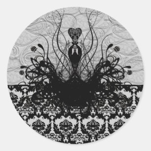 Adesivo Redondo Diva Fashion Sticker - Preto e Cinza