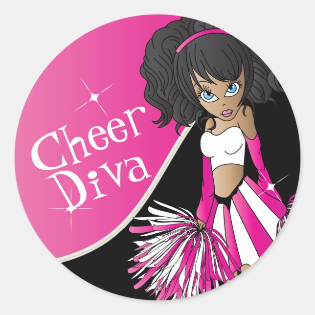 Adesivo Redondo Diva Girl 📣 Cheerleader rosa (Frente)