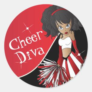 Adesivo Redondo Diva Girl 📣 Cheerleader Vermelho