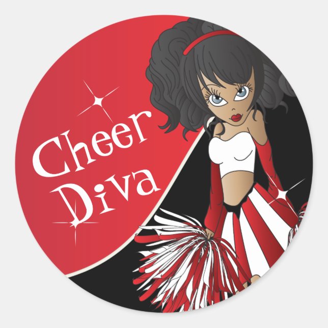Adesivo Redondo Diva Girl 📣 Cheerleader Vermelho (Frente)