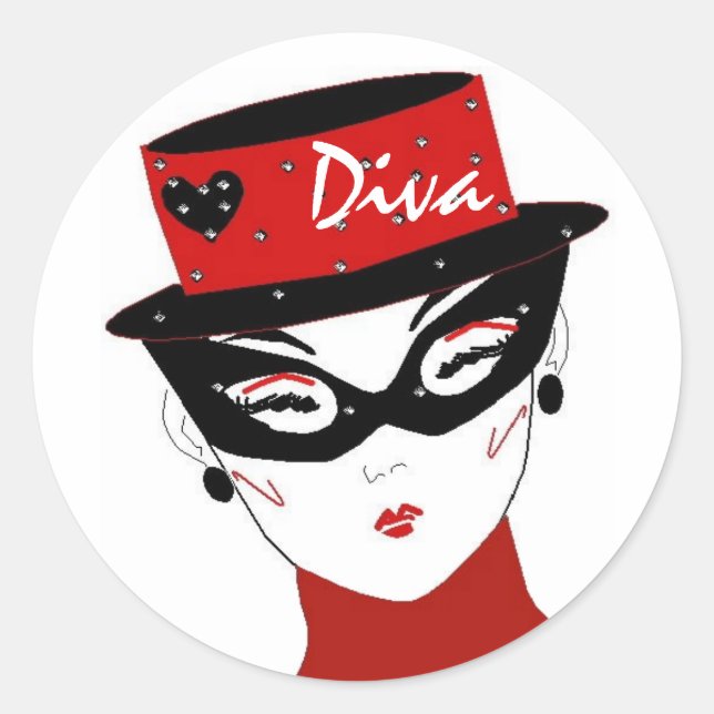 Adesivo Redondo "Diva I" Sticker (Frente)