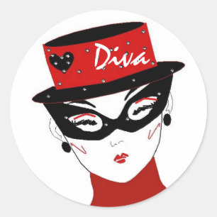 Adesivo Redondo "Diva I" Sticker