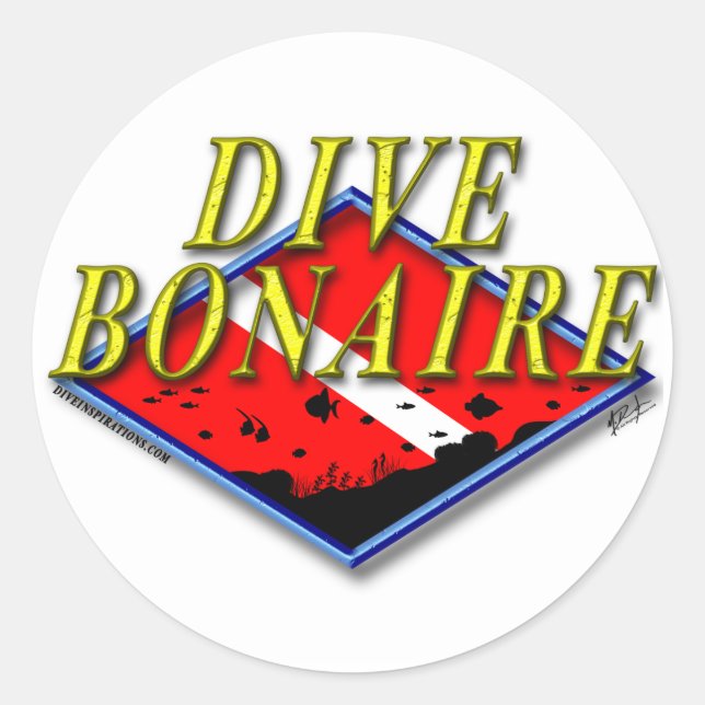 Adesivo Redondo Dive Bonaire Sticker (Frente)