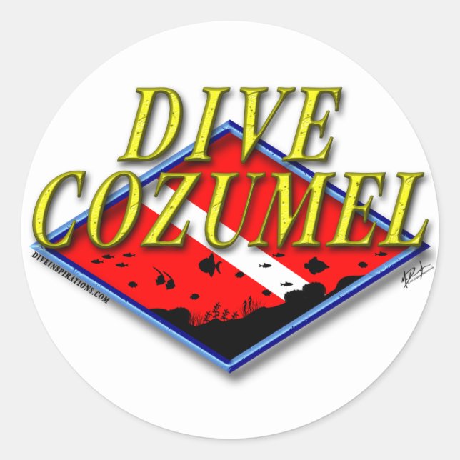 Adesivo Redondo Dive Cozumel Sticker (Frente)