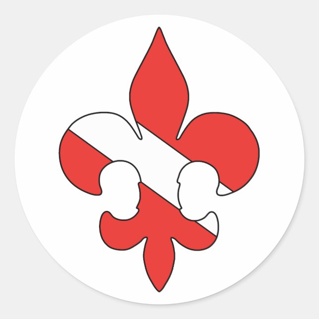 Adesivo Redondo Dive Flag Fleur de lis Round Stickers (Frente)