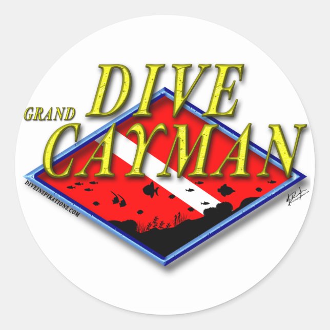 Adesivo Redondo Dive Grand Cayman Sticker (Frente)
